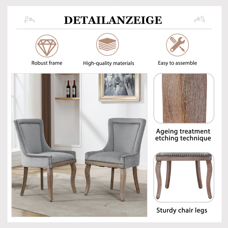 Eetkamerstoel – Keukenstoel – Woonkamerstoel – Gestoffeerde Stoel – Vintage Stoel – Velours Bekleding – Massief Houten Frame