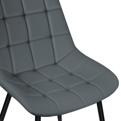 Eetkamerstoel – Stoel – Kuipstoel – Keukenstoel – Zithoekstoel – Set Van 2 – Ergonomisch Zacht Kussen – Metaal Onderstel - Grijs
