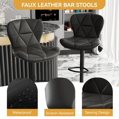 Barstoel – Barkruk – Barkrukken – Barstoelen – Keukenstoel – Verstelbaar – Zwart Kunstleer Met Memory Foam