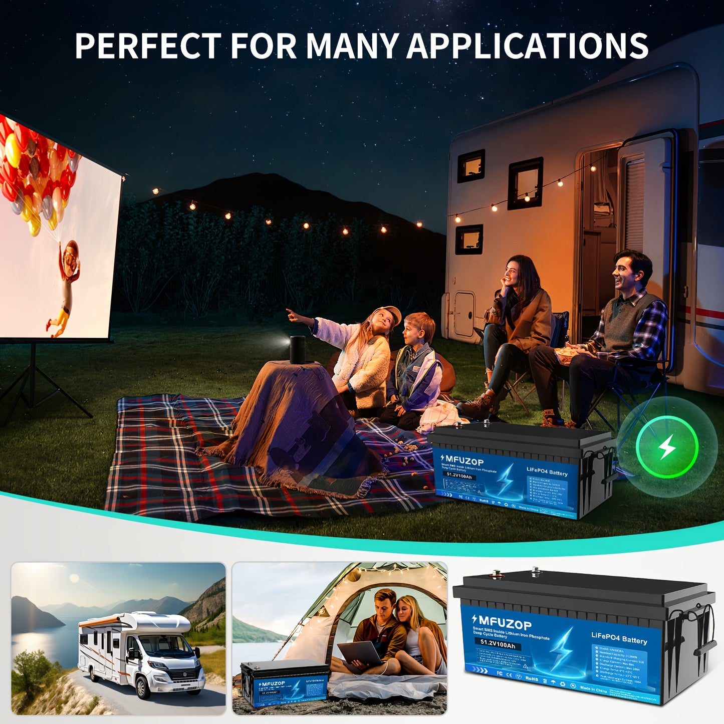 LiFePO4 Accu – Lithium Batterij – Zonne-energie Accu – Camper Accu – Deep Cycle Accu – 48V 100Ah Capaciteit – 15000+ Levensduur Cycli