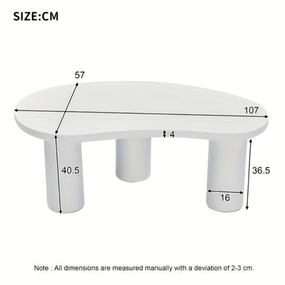 Salontafel – Woonkamertafel – Koffietafel – Bijzettafel – Tafel – Halvemaanvormig – Bamboe Wit – Ruimtebesparend – 107x57x40,5 cm – Duurzaam & Stevig