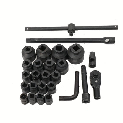26-TLG 3/4" & 1" Inch 21-65mm Plug Nuts Truck Ratchet Box Plug Key Set