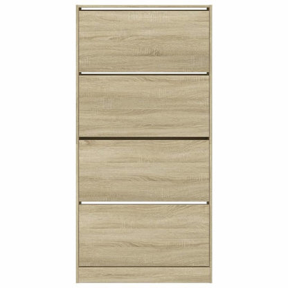 Schoenenkast – Schoenenopberger – Schoenenrek – Halmeubel – Opbergkast – Modern – 4 Kleppen – Ruimtebesparend Design – Sonoma Eikenhout