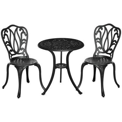 Loungeset – Tuinset – Balkonset – Bistroset – 2-Persoons – Gietaluminium – Parasolhouder – Zwart