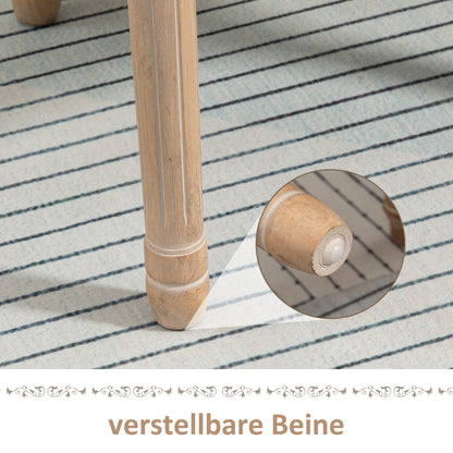 Eetkamerstoelen – Stoel – Keukenstoel – Zithoekstoel – Armstoel – Set van 2 – Rattan Rugleuning – Gestoffeerde Zitting Linnen Look – Massief Houten Poten – Anti-slip Voetjes – Hoog Zitcomfort – Max. 120 kg