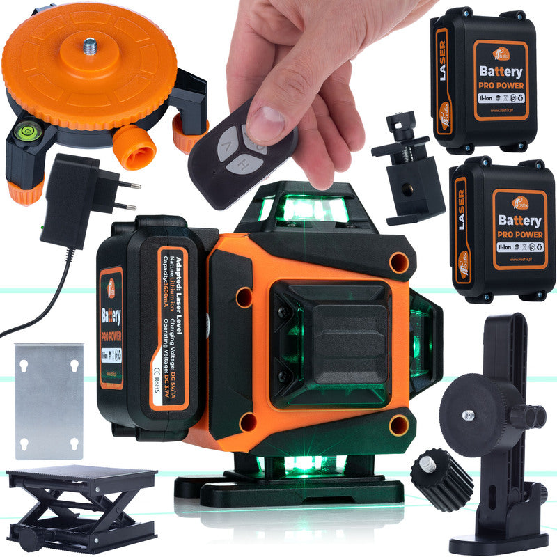 Kruislijnlaser 16 Lijnen – Laser Waterpas – Lijnlaser – Zelfnivellerend – Bouwlaser – Groene Lasers – Automatische Zelfnivellering – USB-C Oplaadbare Batterijen