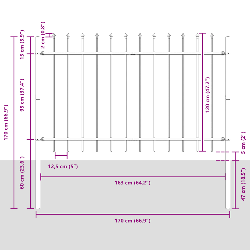 3.4x1.2m White Metal Garden Fence with Pointed Tops - Durable Steel Privacy Fence for Yard, Patio, or Garden Border, Easy Installation, No Tools Needed, Garden Fence Privacy, Outdoor Security, Modern Aesthetic, Sturdy Constru