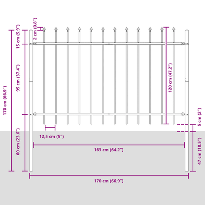 3.4x1.2m White Metal Garden Fence with Pointed Tops - Durable Steel Privacy Fence for Yard, Patio, or Garden Border, Easy Installation, No Tools Needed, Garden Fence Privacy, Outdoor Security, Modern Aesthetic, Sturdy Constru