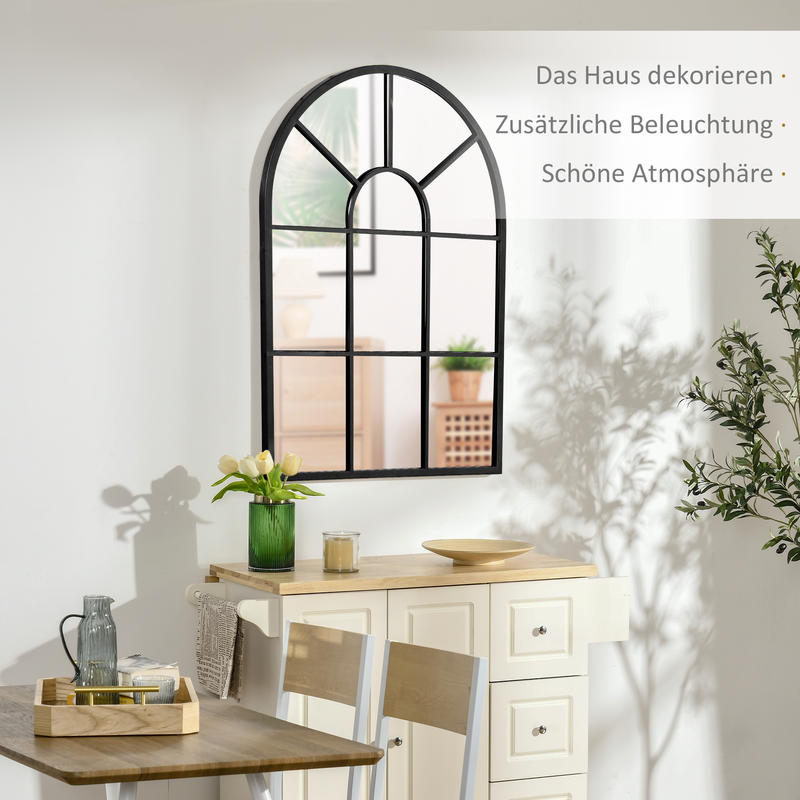 Wandspiegel – Ramen Spiegel – Hangspiegel – Interieur Spiegel – Verticale Spiegel – Metalen Frame – 91x60 cm – Zwart – Smalle Diepte 2 cm