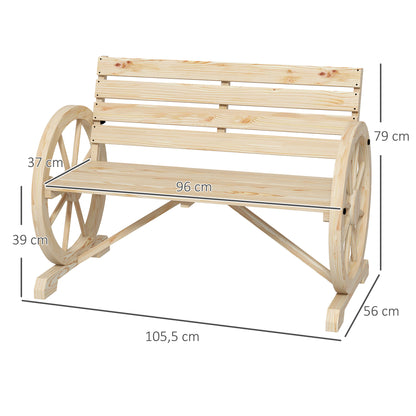 Tuinbank – Buitenbank – Zitbank – Houten Bank – 2-Zits Bank – Massief Dennenhout – Robuust en Weerbestendig – 105,5 x 56 x 79 cm