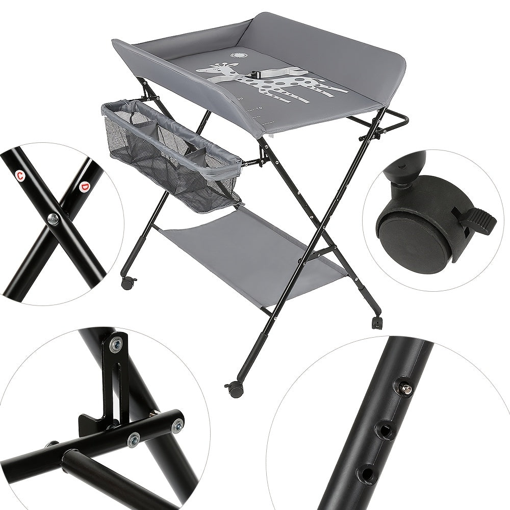 Hondenmand – Hondenbed – Dierenmand – Huisdierbed – Verzorgingstafel – Inklapbaar Met Wielen – Verstelbare Hoogte – Stevig Oxford Stof – Groot Formaat 66x80cm - Grijs