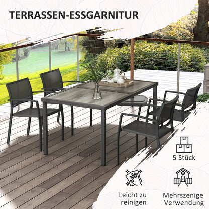 Tuinset – Tuinmeubelset – Buitenmeubels – Tuinmeubilair – Terrasset – Grijs – Weerbestendig – Ruime Tafel 150x87x72 cm