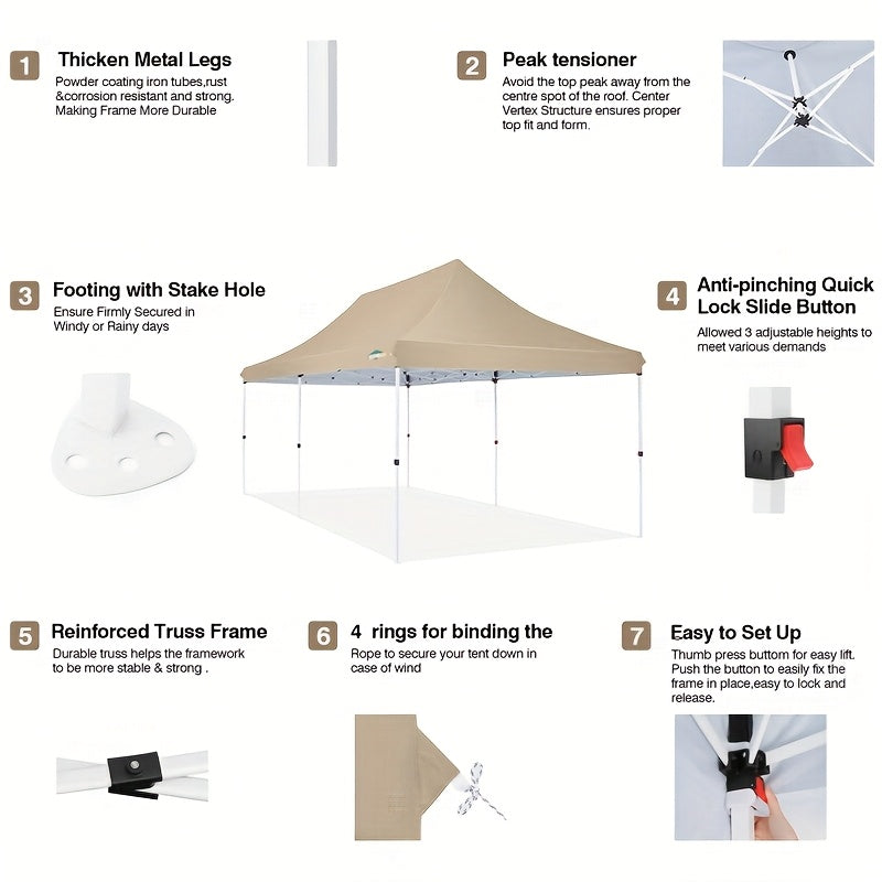 Partytent – Paviljoen – Feesttent – Tuintent – Opvouwbare Tent – Donkerblauw – 3x6 Meter – UV 50+ Bescherming – 6 Zijwanden - QUORE