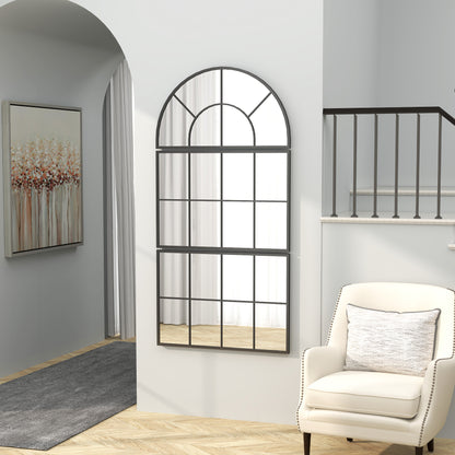 Boogvormige Wandspiegel – Muurspiegel – Raam Spiegel – Grote Spiegel – Sfeervolle Spiegel – Metaal Frame – Helder Glas – 76 x 149 cm – Zwart