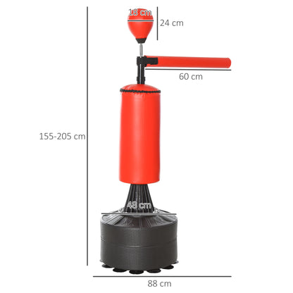 Bokszak Standaard – Bokspaal – Boksbal – Bokstrainer – Punching Bag – Verstelbare Hoogte 155-205 cm – 360° Draaibare Reflexbal