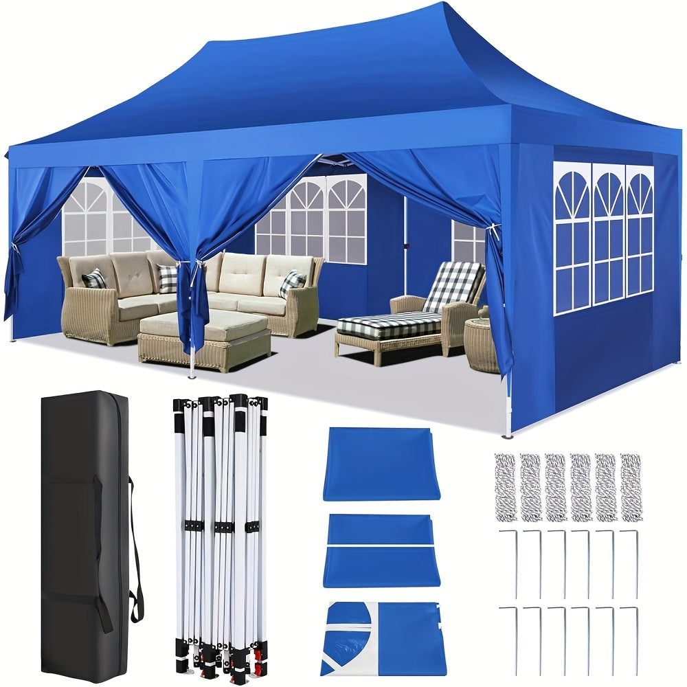 Feesttent – Partytent – Paviljoen – Tuintent – Vouwtent – Pop-up Tent 3,05x6,1 m – Waterdicht – Verstelbare Hoogte met Zijwanden en Draagtas