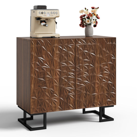 Dressoirkast – Sideboard – Kast – Opbergkast – Dressoir – MDF – Push-To-Open Deuren – Metalen Pootjes – 80x40x78 cm – Modern Design