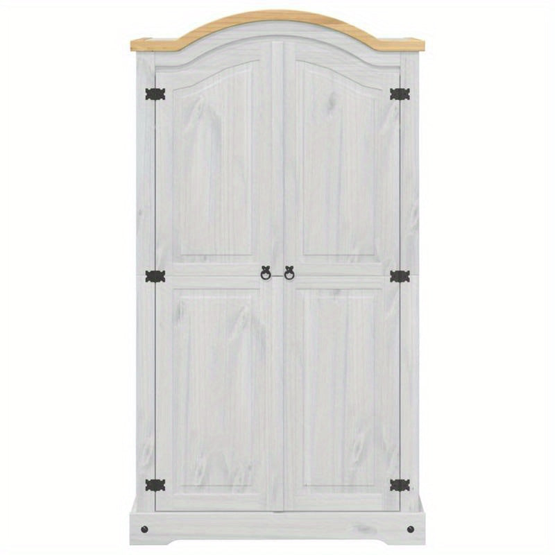 Kledingkast – Garderobekast – Kleerkast – Opbergkast – Kast – Wit – Massief Grenenhout – Compact 102x52x186 cm