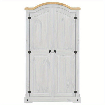 Kledingkast – Garderobekast – Kleerkast – Opbergkast – Kast – Wit – Massief Grenenhout – Compact 102x52x186 cm