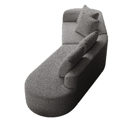 Moderne Loungebank – Sectional Sofa – Hoekbank – Modulair Sofa – Chenille Bank – 4-Zits Oversized – Donkergrijs Zwart – Plush Kussens – Stalen Frame – Geen Montage