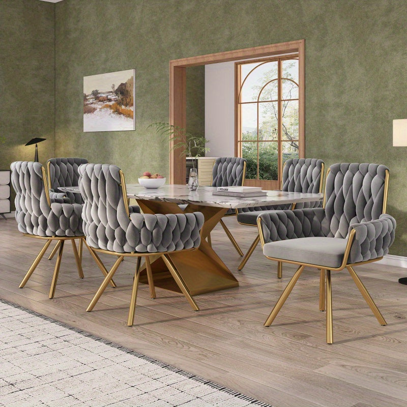 Schommelstoel – Relaxstoel – Fauteuil – Voedingsstoel – Loungestoel – Velvet Grijs – Set Van 4 – Met Metalen Poten – Comfortabele Zitting