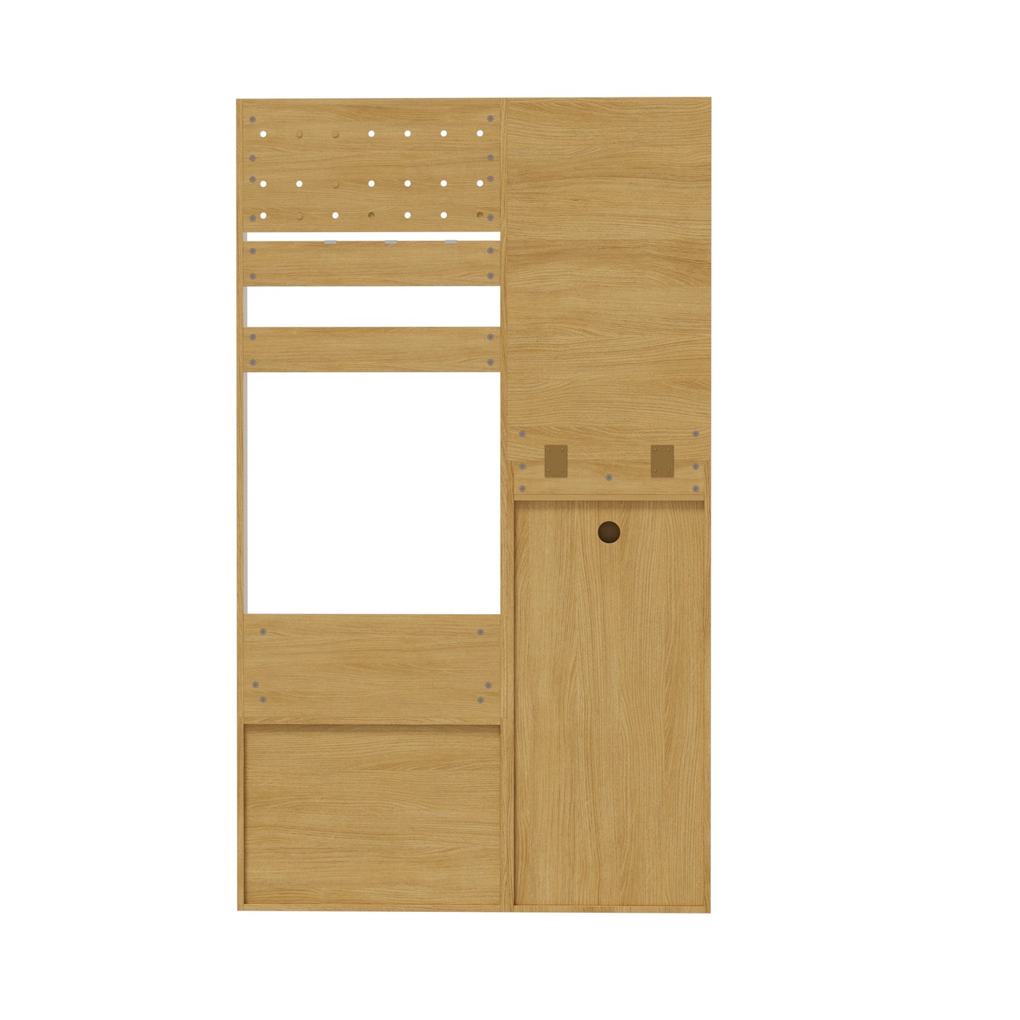 Kapstok – Wandkapstok – Garderobekast – Halmeubel – Schoenenrek – Compact Design – Verstelbare Haken – Spiegel – Warme Houtlook – 105x38x180 cm