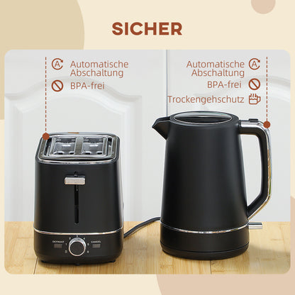 Waterkoker – Waterkoker Set – Broodrooster – Elektrische Waterkoker – Ontbijtset – 1,7 Liter Inhoud – 6 Bruiningsniveaus