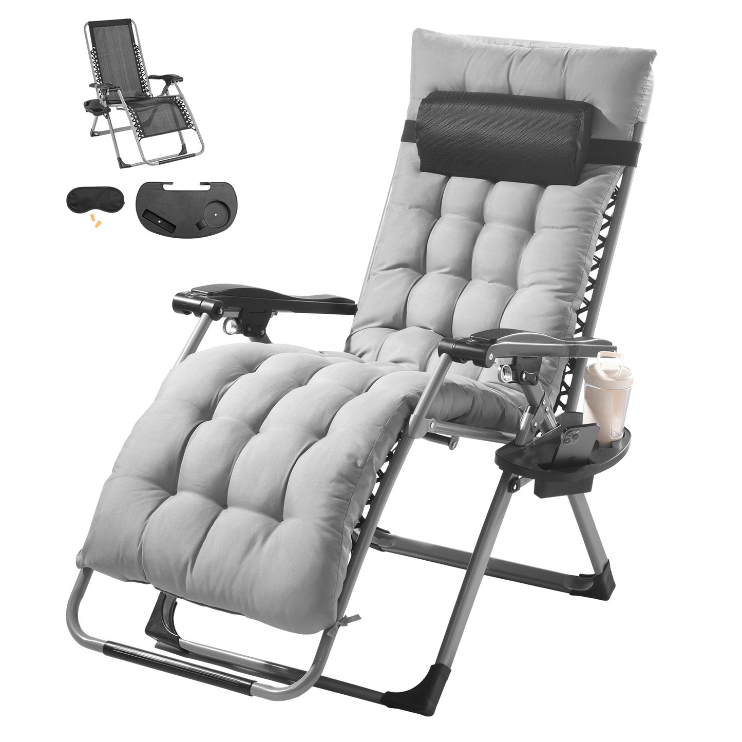 Zero Gravity Stoel – Relaxstoel – Ligstoel – Tuinstoel – Lounge Stoel – Verstelbaar 90°-170° – Draagkracht 225 kg – Comfortabel Kussen 10 cm