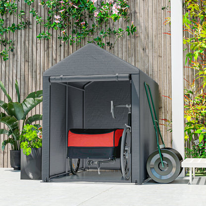 Opslagtent – Tuinschuur – Bewaartent – Opslagruimte – Tuinkast – Donkergrijs – Stevig Stalen Frame – Waterdichte Hoes 1,2x1,8x1,6m