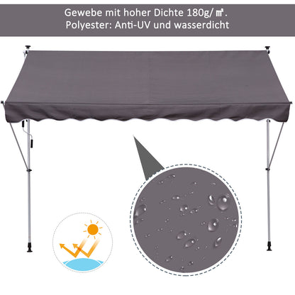 Verstelbare Balkonluifel – Zonnescherm – Terrasluifel – Schaduwdoek – Handbediende Luifel – 150 cm Breed – Weerbestendig Aluminium Frame