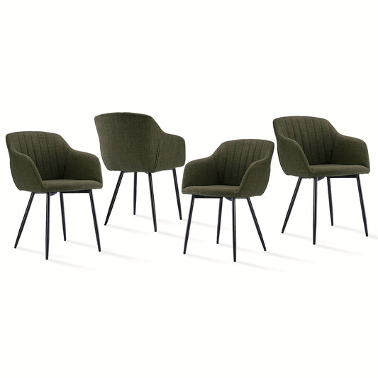 Eetkamerstoelen – Dining Stoelen – Armleun Stoelen – Comfort Stoelen – Vintage Stoelen – Groen – Met Lendensteun – Hoogwaardig Schuimkussen