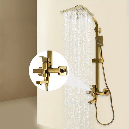 Doucheset – Douchekraan – Regendouche – Stortdouche – Handdouche – Verstelbare Hoogte 85-124 cm – Messing Gouden Afwerking