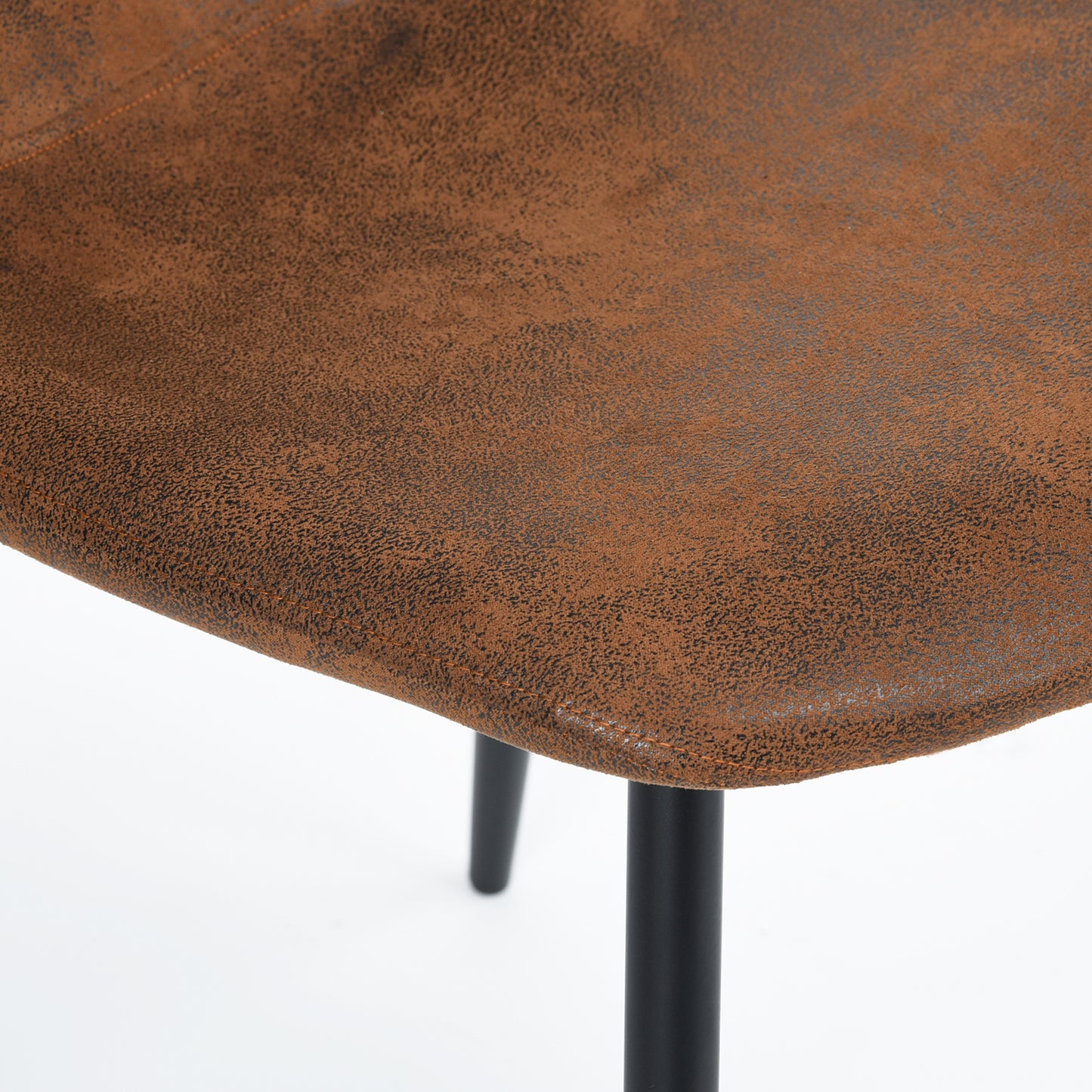 Eetkamerstoel – Stoel – Kuipstoel – Keukenstoel – Zithoekstoel – Bruin Suède – Metalen Poten – Gebogen Rugleuning – Vintage Stijl – 44x53x86 cm – Set van 4