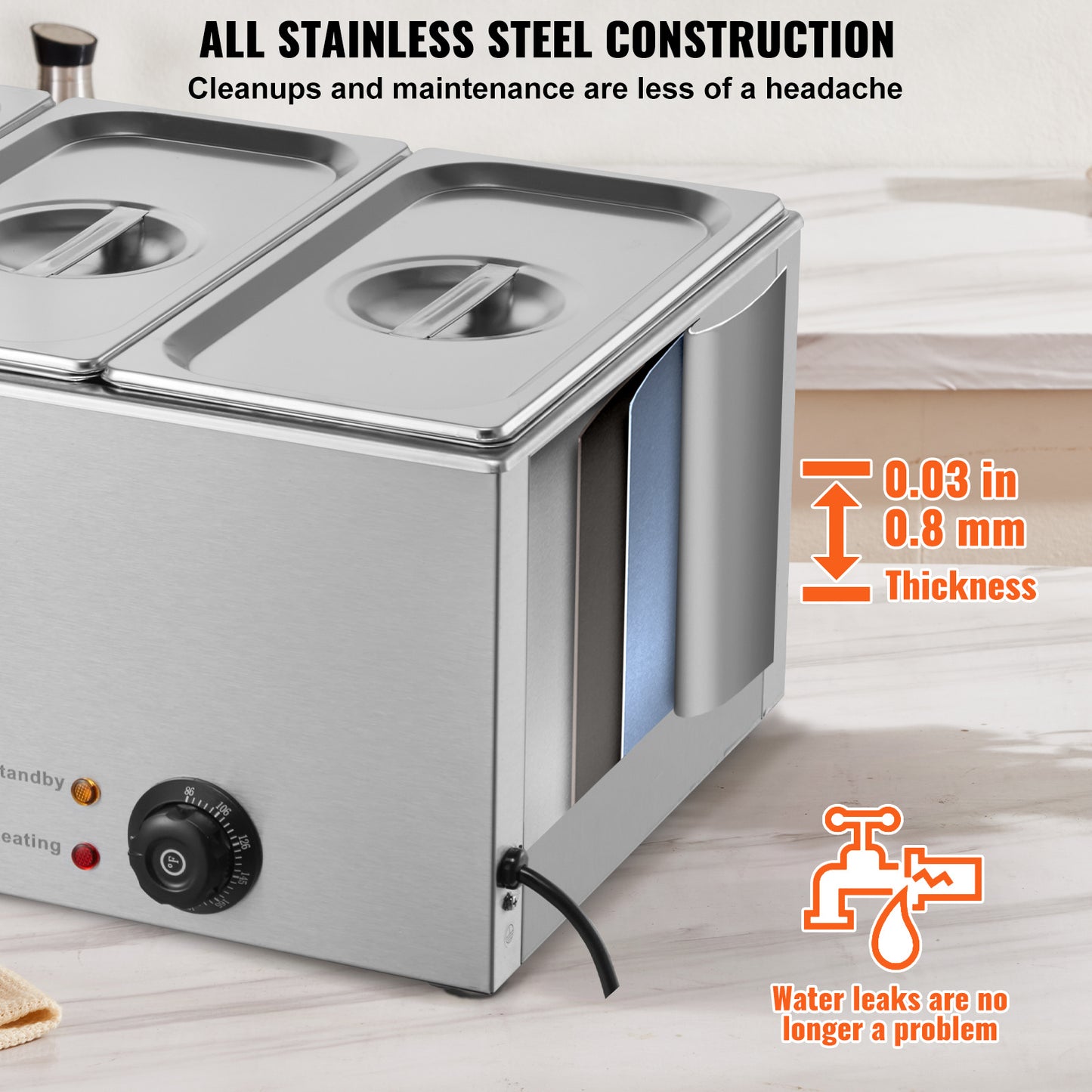 Elektrische Food Warmer – Buffet Warmer – Voedselwarmhouder – Bain Marie – Warmhoudplaat – 16,5L Capaciteit – Roestvrijstalen Behuizing – Verstelbare Temperatuur 30-85°C