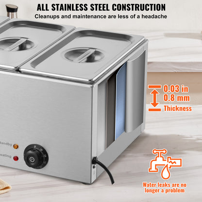 Elektrische Food Warmer – Buffet Warmer – Voedselwarmhouder – Bain Marie – Warmhoudplaat – 16,5L Capaciteit – Roestvrijstalen Behuizing – Verstelbare Temperatuur 30-85°C
