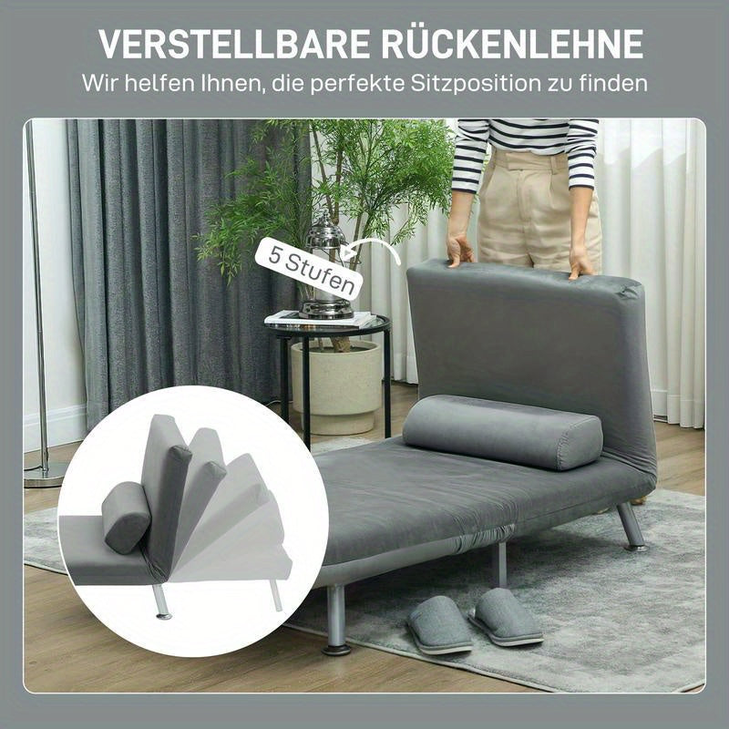 Multifunctional Folding Bed Chair with Adjustable Backrest & Bed-like Sleeping Mode - Convertible Sofa Bed for s, Space-Saving Modern Gray Upholstery (Plastic/Wood/Metal Frame) - Easy Assembly, Ideal for Small Apartments