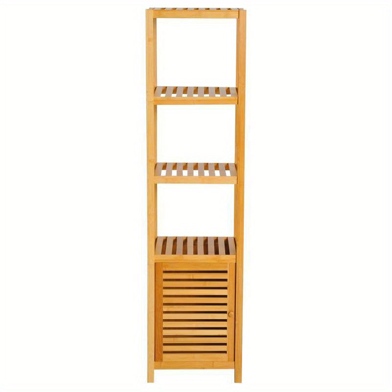 Badkamerkast Bamboe – Badkamermeubel – Opbergkast – Medicijnkast – Sanitairkast – Ruimtebesparend Verticaal Design – Duurzaam Natuurlijk Bamboe, 140x36x33 cm