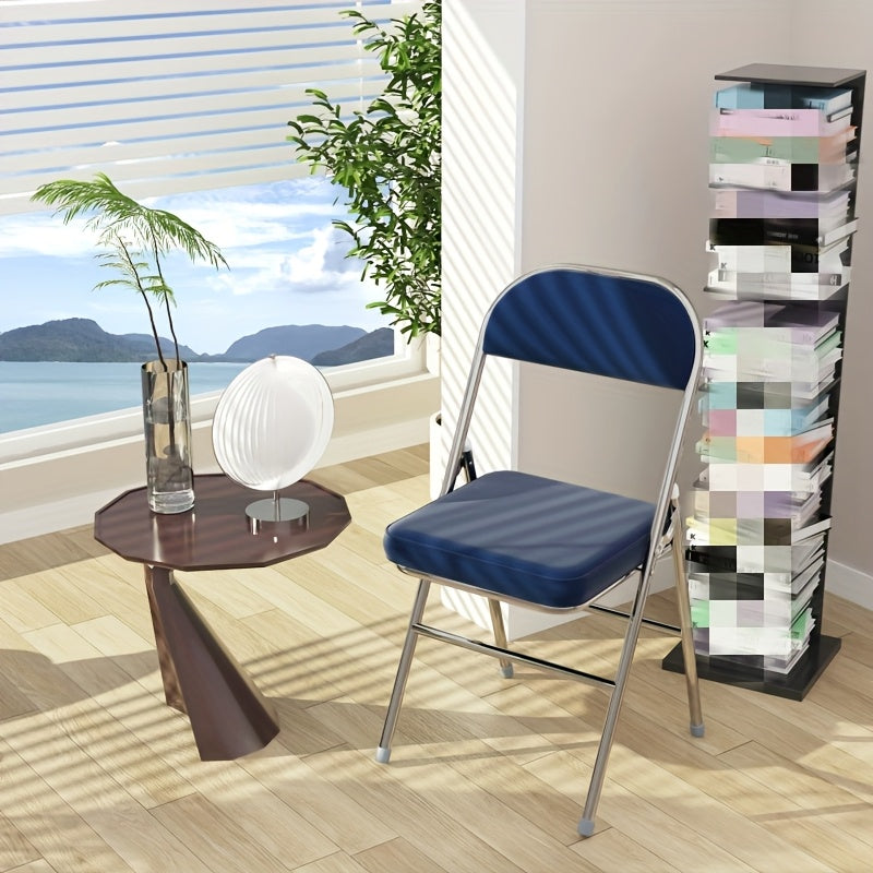 Set van 4 Eetkamerstoelen – Blauw Kunstleer met Comfortabele Bekleding – Stijlvol Ontwerp voor Restaurant, Woonkamer, Keuken of Conferentieruimte
