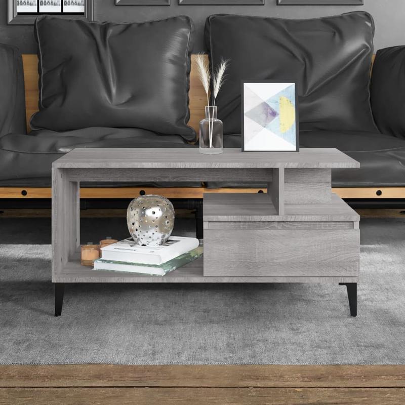 Coffee table 90x49x45cm edited wood grijs sonoma Removable, suitable for indoor use and suitable for all seasons