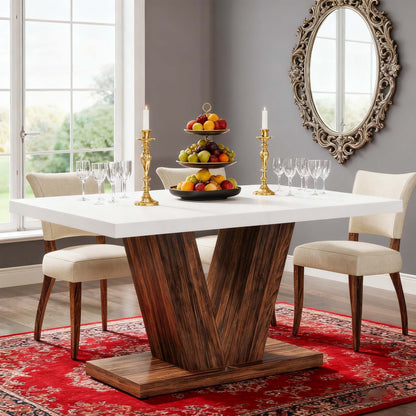 Eettafel – Tafel – Werktafel – Vergadertafel – Bureau – Wit Met Bruin Houten Frame – Compact 120 cm – Stevig En Slijtvast Hout