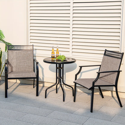 Tuinstoelen – Loungestoelen – Tuinstoel Set – Terrasstoelen – Balkonstoelen – Weerbestendig Textiel – Metalen Frame – Hoge Rugleuning – Comfortabele Armleuningen