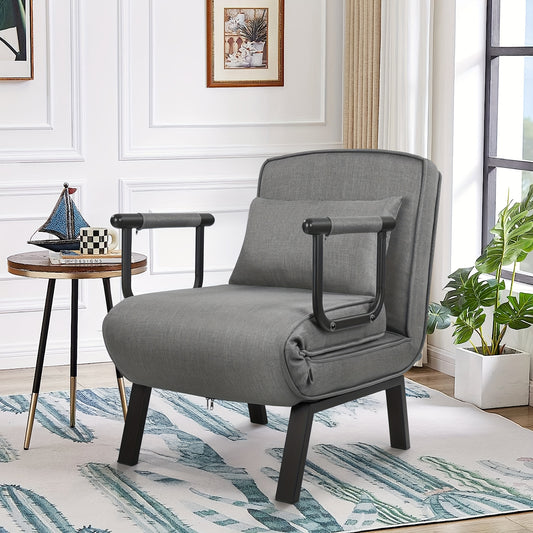 Fauteuilbed – Slaapfauteuil – Relaxstoel – Ligstoel – Logeerbed – Met Memory Foam – Stevig Metalen Frame 150 kg Belastbaar