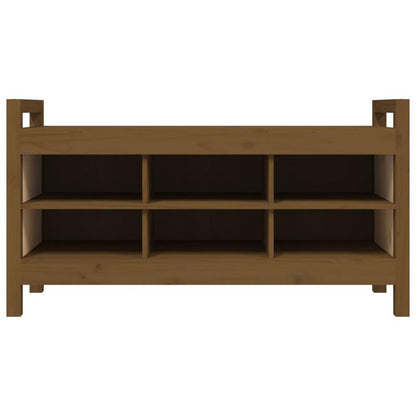 This Bench, Measuring 110X40X60 Cm And Made of Solid Pine Wood in Honey Brown, Is Ideal As a Shoe Stool in Your Hallway Or As a Storage Stool in Your Living Room.
