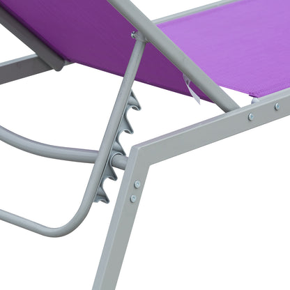 Ligstoel – Strandstoel – Zonnebed – Ligbank – Verstelbare Buitenstoel – Ergonomisch Ontwerp – UV- en Waterbestendig Mauve – Metaal Met Textileen – 170x58x97 cm