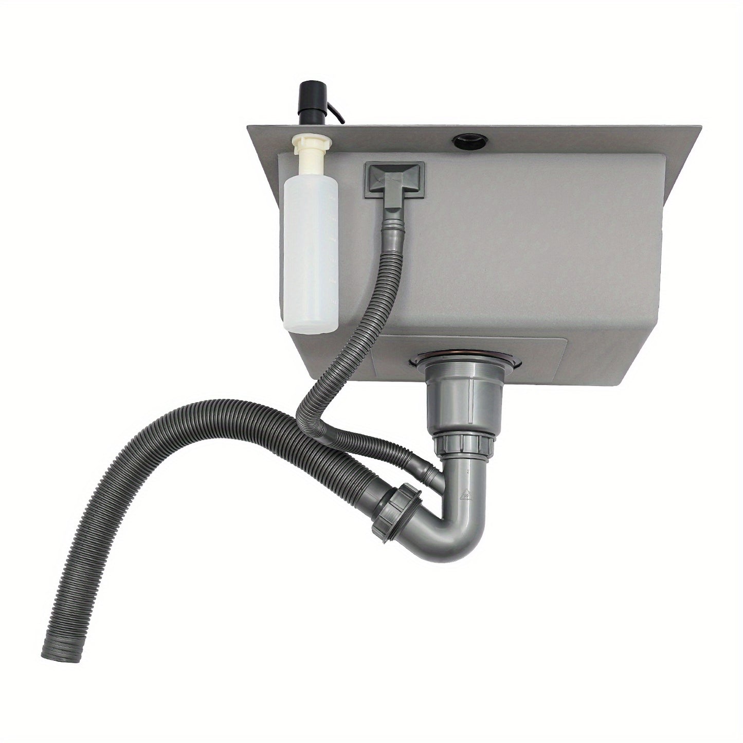 Keukenspoelbak – Spoelbak RVS – Inbouwspoelbak – Onderbouwspoelbak – Zwarte spoelbak – Ruime afmetingen 40x45cm – Inclusief zeeppomp en afdruiprek