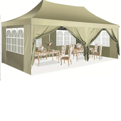 Partytent – Paviljoen – Feesttent – Tuintent – Overkapping – 3,05x6,1 m Pop-Up – 6 Afneembare Zijwanden – Verstelbare Hoogte – Waterdicht Hexagonaal Frame