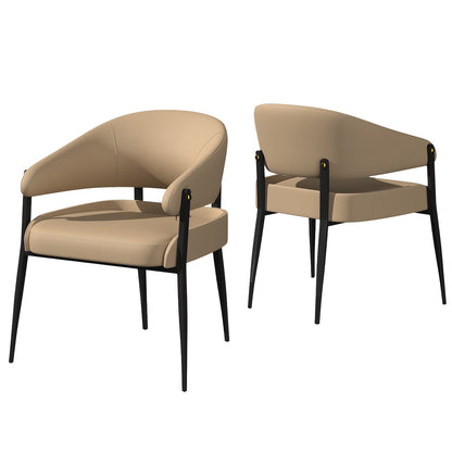Eetkamerstoelen – Stoelen – Kuipstoelen – Meubels – Wonen – Set Van 2 – Microfiber Bekleding – Metalen Onderstel – Modern Minimalistisch Design – Comfortabel Ergonomisch