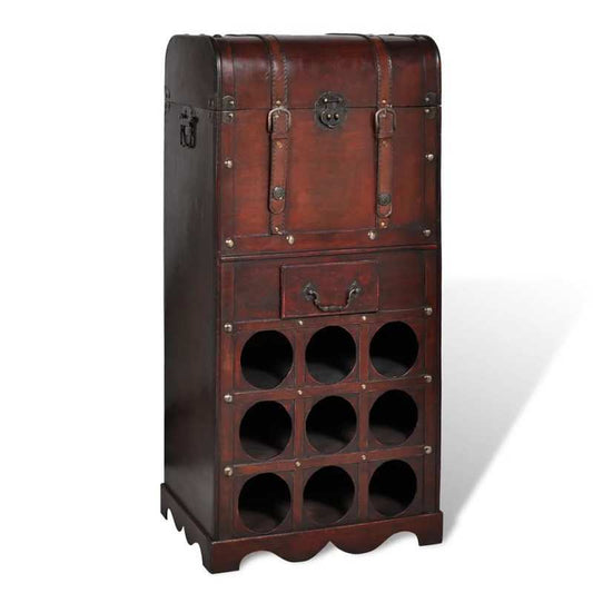 Wijnrek 9 Flessen – Wijnkast – Wijnhouder – Wijnopberger – Barmeubel – Houten Vintage Design – Stevige Constructie Met Sluitklip