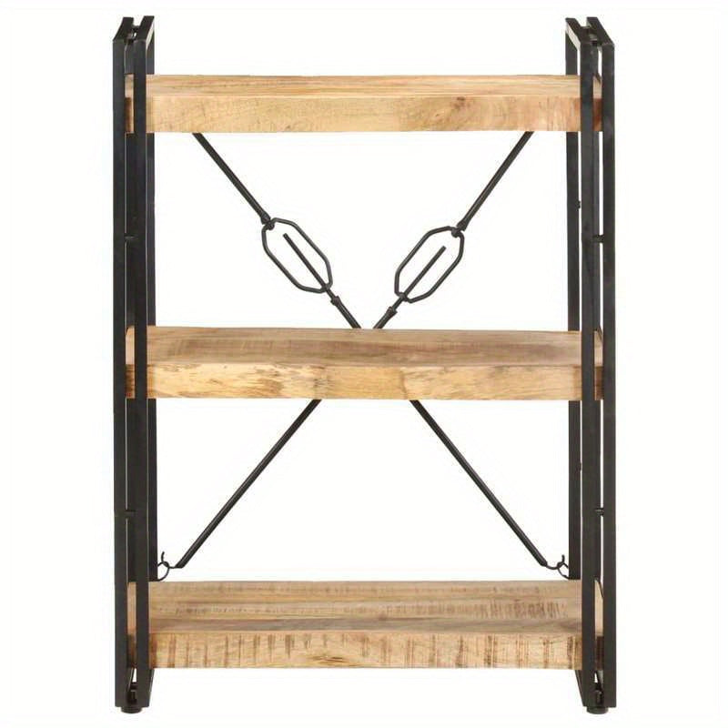 Bookshelf with 3 Shelves Measuring 60X30X80 Cm Made of Solid Mango Wood. Vertical Boards, Sturdy And Durable, Attractive, Ample Storage Space, Smooth Surface, Moisture-Resistant, Warp-Resistant, And Split-Resistant, Suitable