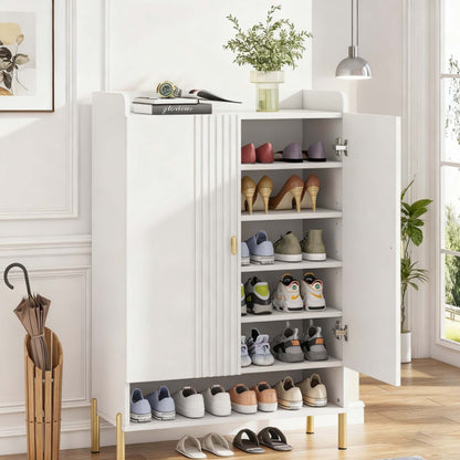 Vrijstaande Schoenenkast – Schoenrek – Schoenopberger – Schoenmeubel – Schoenenkast Met Deuren – 6 Lagen Met Verstelbare Planken – Compact Voor Hal En Woonkamer